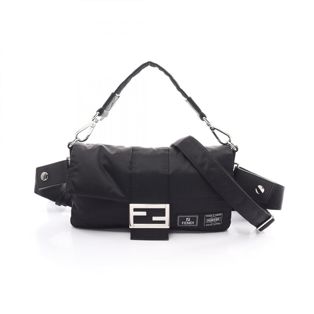 Fendi Porter Bucket Bag Waist Bag Nylon Leather Black